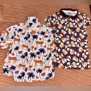 Bums & Roses Kids 5/6 Cosmic in Peace Bamboo Polo + Hawaiian Button Down Shirt